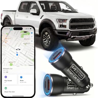 Undetectable GPS Tracker for Vehicles with Charging Port, Car Trackers for Anti-Theft & Parking Location, Real-Time Tracking Devices for Cars, No Monthly Fee/No SIM Card, for Family& Fleets（iOS Only）